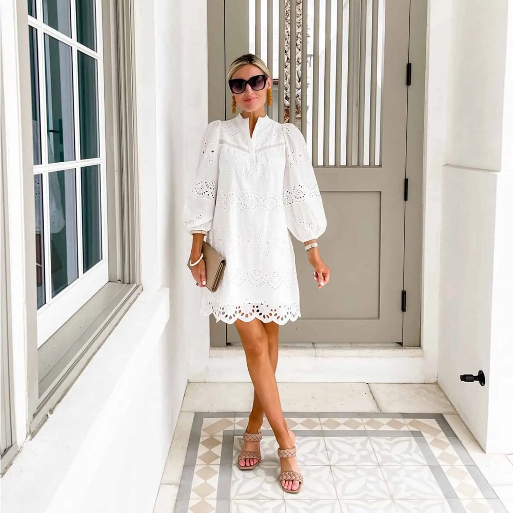NWT Universal Thread White Embroidery Cotton mini dress Sz S